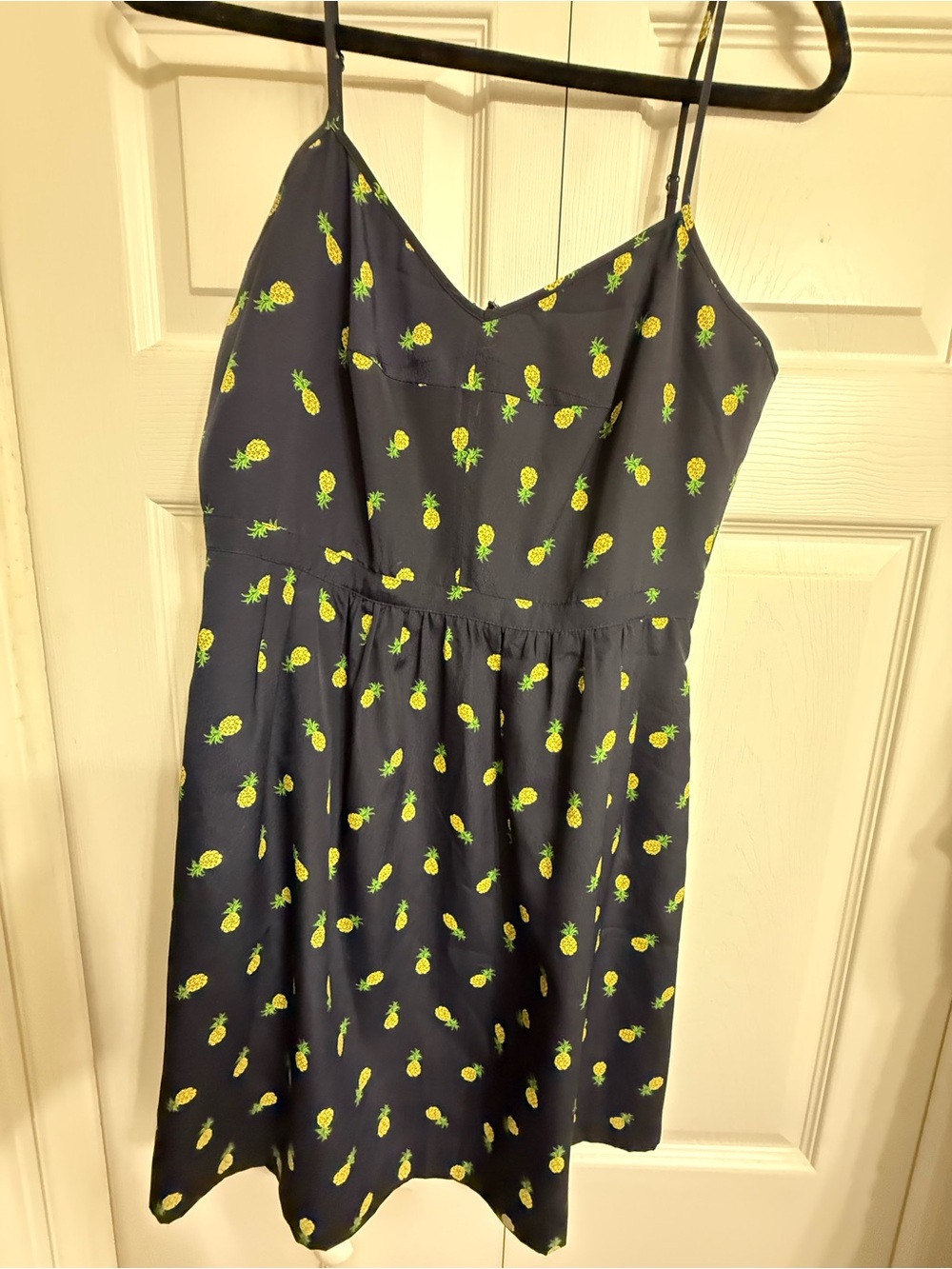 J. Crew Navy Mini Dress with Yellow Pineapple Print